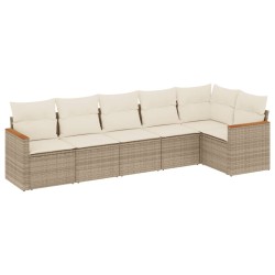 vidaXL Juego de sofás jardín con cojines 6 pzas ratán sintético beige