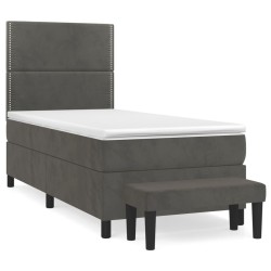 vidaXL Cama box spring con colchón terciopelo gris oscuro 90x190 cm