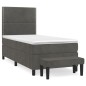 vidaXL Cama box spring con colchón terciopelo gris oscuro 90x190 cm vidaXL Cama box spring con colchón terciopelo gris oscuro 90x190 cm