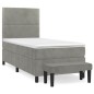 vidaXL Cama box spring con colchón terciopelo gris claro 90x190 cm vidaXL Cama box spring con colchón terciopelo gris claro 90x190 cm