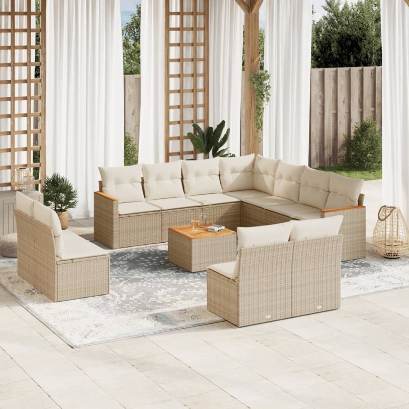 vidaXL Set de sofás de jardín 12 pzas y cojines ratán sintético marrón vidaXL Set de sofás de jardín 12 pzas y cojines ratán sintético marrón