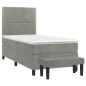 vidaXL Cama box spring con colchón terciopelo gris claro 90x190 cm vidaXL Cama box spring con colchón terciopelo gris claro 90x190 cm