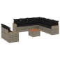 vidaXL Set de sofás de jardín 10 pzas con cojines ratán sintético gris vidaXL Set de sofás de jardín 10 pzas con cojines ratán sintético gris