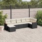 vidaXL Set de comedor de jardín 7 pzas y cojines ratán sintético negro