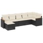 vidaXL Set de comedor de jardín 7 pzas y cojines ratán sintético negro