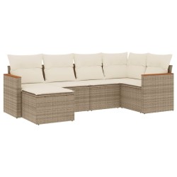 vidaXL Juego de sofás jardín con cojines 6 pzas ratán sintético beige