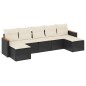 vidaXL Set de comedor de jardín 7 pzas y cojines ratán sintético negro vidaXL Set de comedor de jardín 7 pzas y cojines ratán sintético negro