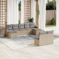 vidaXL Juego de sofás jardín con cojines beige mezcla 9 pzas ratán PE vidaXL Juego de sofás jardín con cojines beige mezcla 9 pzas ratán PE
