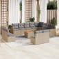 vidaXL Juego de sofás jardín con cojines beige mezcla 13 pzas ratán PE vidaXL Juego de sofás jardín con cojines beige mezcla 13 pzas ratán PE