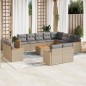 vidaXL Juego de sofás jardín con cojines beige mezcla 13 pzas ratán PE vidaXL Juego de sofás jardín con cojines beige mezcla 13 pzas ratán PE