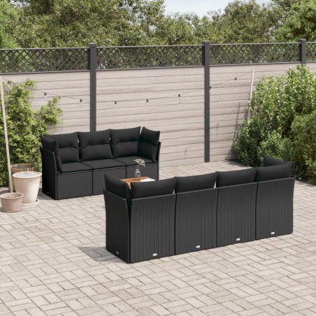 vidaXL Set de sofás de jardín 6 piezas y cojines ratán sintético negro