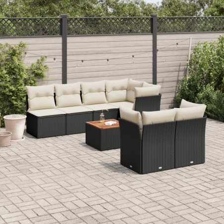 vidaXL Set de sofás de jardín 6 piezas y cojines ratán sintético negro