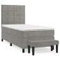 vidaXL Cama box spring con colchón terciopelo gris claro 100x200 cm vidaXL Cama box spring con colchón terciopelo gris claro 100x200 cm