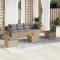 vidaXL Juego de sofás jardín con cojines beige mezcla 7 pzas ratán PE vidaXL Juego de sofás jardín con cojines beige mezcla 7 pzas ratán PE