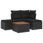 vidaXL Set de muebles de jardín 5 pzas y cojines ratán sintético negro vidaXL Set de muebles de jardín 5 pzas y cojines ratán sintético negro