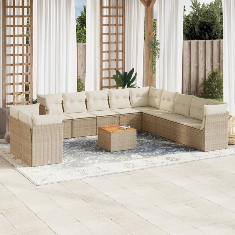 vidaXL Set de sofás de jardín 12 pzas y cojines ratán sintético marrón vidaXL Set de sofás de jardín 12 pzas y cojines ratán sintético marrón