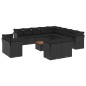 vidaXL Set sofás de jardín 14 pzas con cojines ratán sintético negro vidaXL Set sofás de jardín 14 pzas con cojines ratán sintético negro