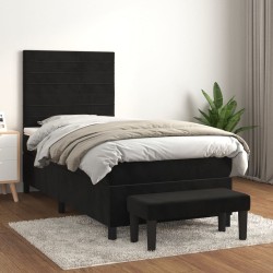vidaXL Cama box spring con colchón terciopelo negro 80x200 cm