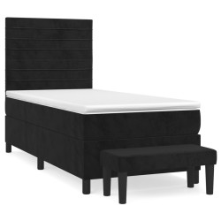 vidaXL Cama box spring con colchón terciopelo negro 80x200 cm