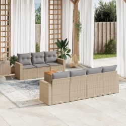 vidaXL Juego de sofás jardín con cojines beige mezcla 8 pzas ratán PE