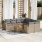 vidaXL Juego de sofás jardín con cojines beige mezcla 9 pzas ratán PE vidaXL Juego de sofás jardín con cojines beige mezcla 9 pzas ratán PE