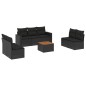 vidaXL Set de sofás de jardín 8 piezas y cojines ratán sintético negro vidaXL Set de sofás de jardín 8 piezas y cojines ratán sintético negro