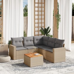vidaXL Juego de sofás jardín con cojines beige mezcla 6 pzas ratán PE