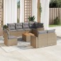 vidaXL Juego de sofás jardín con cojines beige mezcla 9 pzas ratán PE vidaXL Juego de sofás jardín con cojines beige mezcla 9 pzas ratán PE