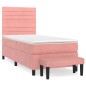 vidaXL Cama box spring con colchón terciopelo rosa 90x200 cm vidaXL Cama box spring con colchón terciopelo rosa 90x200 cm
