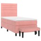 vidaXL Cama box spring con colchón terciopelo rosa 90x200 cm vidaXL Cama box spring con colchón terciopelo rosa 90x200 cm