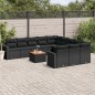 vidaXL Set de sofás de jardín 12 piezas cojines ratán sintético negro vidaXL Set de sofás de jardín 12 piezas cojines ratán sintético negro