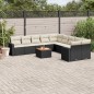 vidaXL Set de sofás de jardín 11 pzas y cojines ratán sintético negro vidaXL Set de sofás de jardín 11 pzas y cojines ratán sintético negro