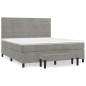 vidaXL Cama box spring con colchón terciopelo gris claro 180x200 cm