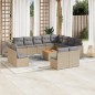vidaXL Juego de sofás jardín con cojines beige mezcla 13 pzas ratán PE vidaXL Juego de sofás jardín con cojines beige mezcla 13 pzas ratán PE