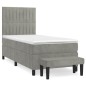vidaXL Cama box spring con colchón terciopelo gris claro 90x190 cm vidaXL Cama box spring con colchón terciopelo gris claro 90x190 cm