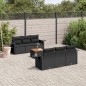 vidaXL Set de comedor de jardín 7 pzas y cojines ratán sintético negro vidaXL Set de comedor de jardín 7 pzas y cojines ratán sintético negro