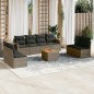 vidaXL Set de muebles de jardín 9 pzas y cojines ratán sintético gris vidaXL Set de muebles de jardín 9 pzas y cojines ratán sintético gris
