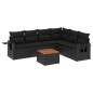 vidaXL Set de comedor de jardín 7 pzas y cojines ratán sintético negro vidaXL Set de comedor de jardín 7 pzas y cojines ratán sintético negro