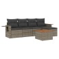 vidaXL Set de muebles de jardín 6 pzas y cojines ratán sintético gris vidaXL Set de muebles de jardín 6 pzas y cojines ratán sintético gris