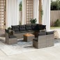 vidaXL Set de muebles de jardín 9 pzas y cojines ratán sintético gris vidaXL Set de muebles de jardín 9 pzas y cojines ratán sintético gris