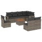 vidaXL Set de muebles de jardín 9 pzas y cojines ratán sintético gris vidaXL Set de muebles de jardín 9 pzas y cojines ratán sintético gris
