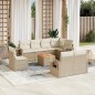 vidaXL Set de sofás de jardín 9 pzas con cojines ratán sintético beige vidaXL Set de sofás de jardín 9 pzas con cojines ratán sintético beige