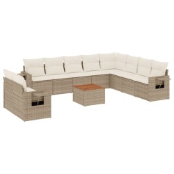 vidaXL Set de sofás de jardín 11pzas con cojines ratán sintético beige