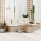 vidaXL Set sofás de jardín 7 piezas y cojines ratán sintético beige vidaXL Set sofás de jardín 7 piezas y cojines ratán sintético beige