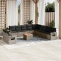 vidaXL Set de sofás de jardín 12 pzas con cojines ratán sintético gris vidaXL Set de sofás de jardín 12 pzas con cojines ratán sintético gris