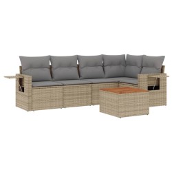 vidaXL Juego de sofás jardín con cojines beige mezcla 6 pzas ratán PE