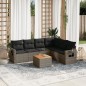 vidaXL Set de sofás de jardín 7 piezas con cojines ratán PE gris vidaXL Set de sofás de jardín 7 piezas con cojines ratán PE gris