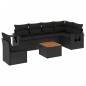 vidaXL Set de comedor de jardín 7 pzas y cojines ratán sintético negro vidaXL Set de comedor de jardín 7 pzas y cojines ratán sintético negro