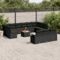 vidaXL Set sofás de jardín 14 pzas con cojines ratán sintético negro vidaXL Set sofás de jardín 14 pzas con cojines ratán sintético negro