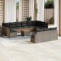 vidaXL Set de sofás de jardín 14 pzas con cojines ratán sintético gris vidaXL Set de sofás de jardín 14 pzas con cojines ratán sintético gris